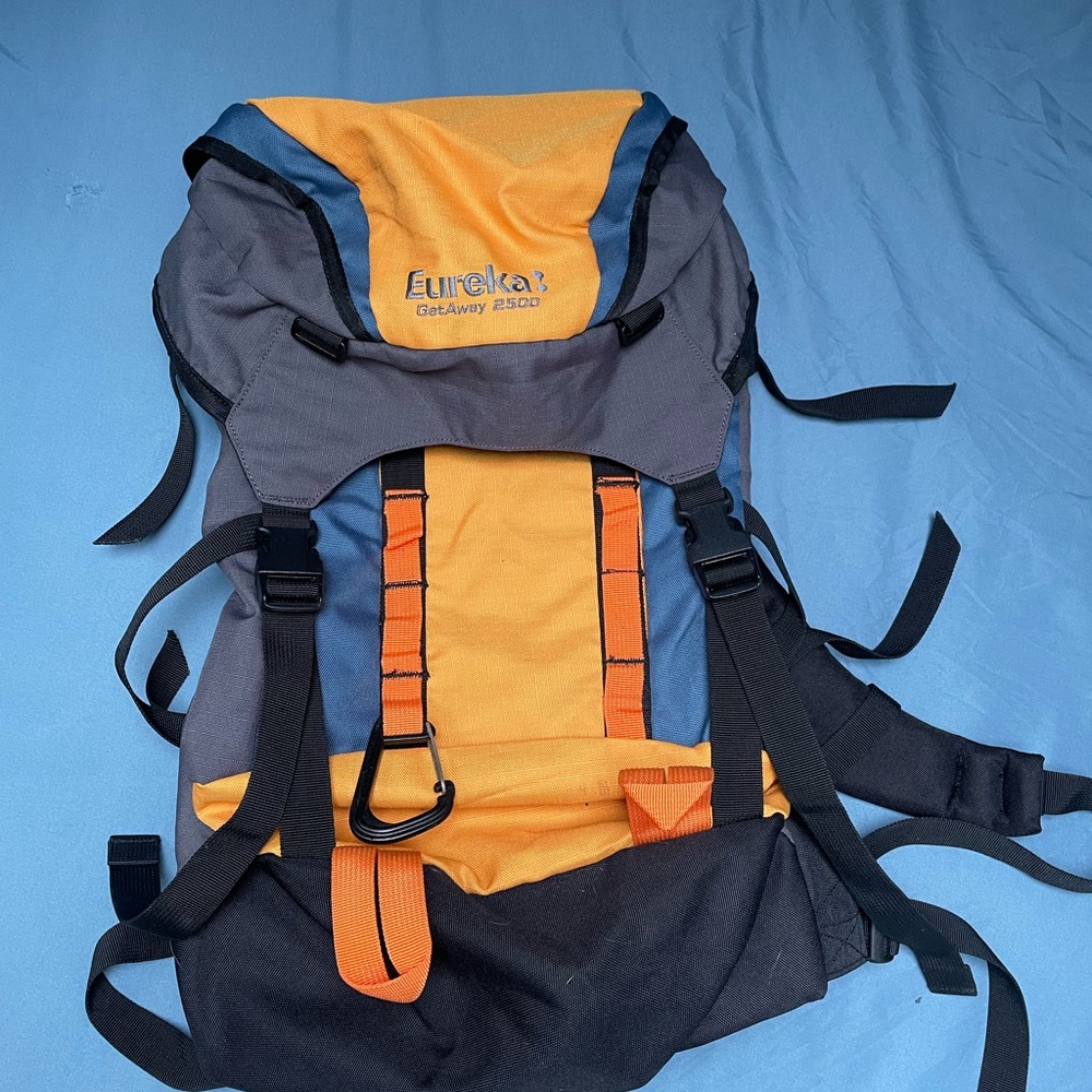 Orange and Gray Outdoor Backpack with Adjustable Straps